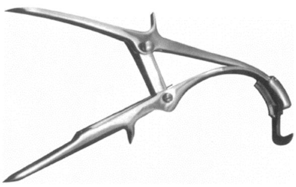 Кусачки реберные универсальные с изогнутым ножом  К-83 (Rib shears universal model with bent knife BRUNNER) 