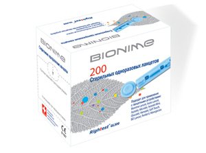 Ланцеты стерильные одноразовые для глюкометра 200 шт. Bionime Rightest GL300